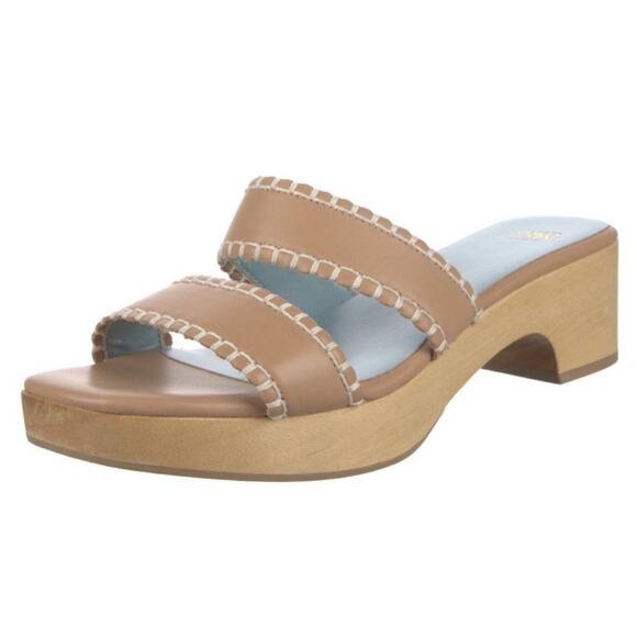 FRANCES VALENTINE Leather Sandals Clogs Wooden Soles Platform Slides Italy 9 EUC - Picture 3 of 13